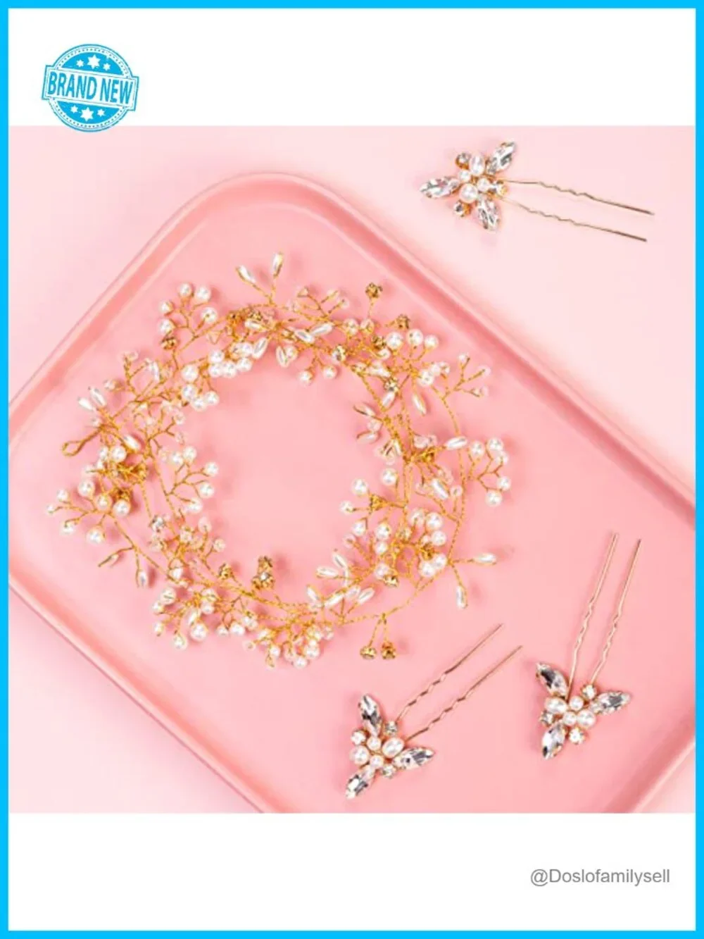Crystal Hair Vine Headband with Pearls and Beads for Wedding Bridal Hair